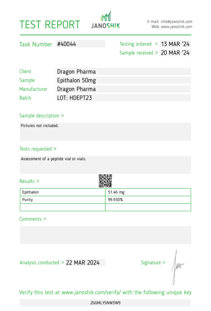 Epitalon 50mg Lab Test Results