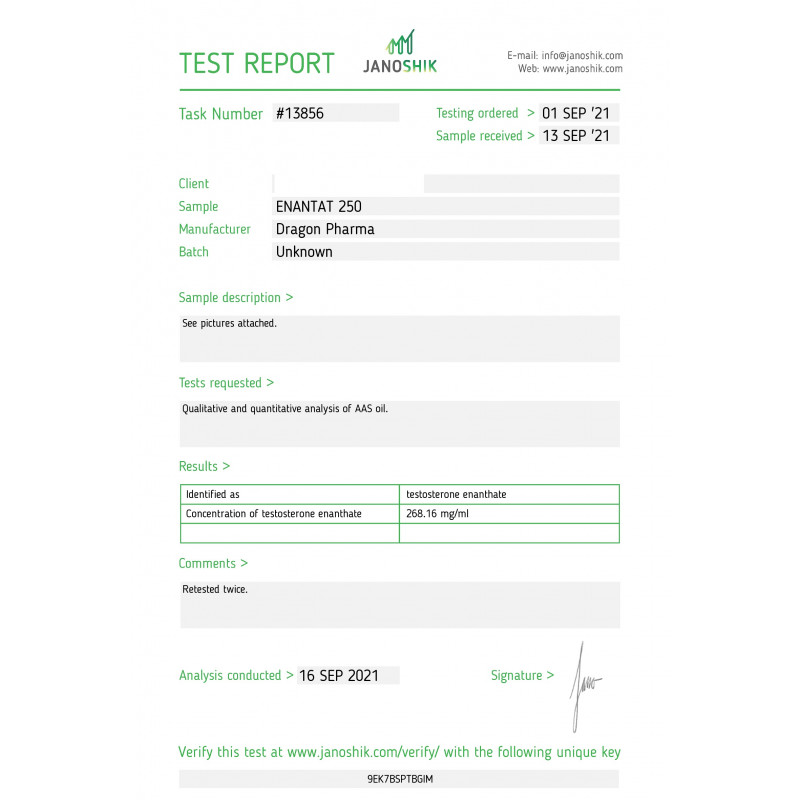 Enantat 250 Lab Test Results