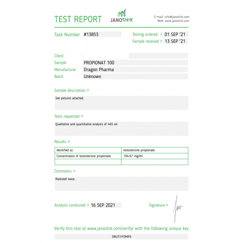 Propionat 100 Lab Test Results